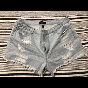 High rise denim shorts